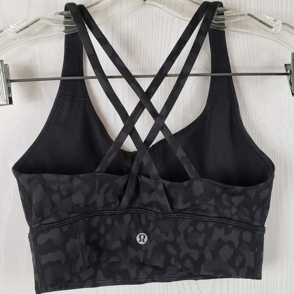 lululemon athletica Other - Lululemon Long Line Energy Bra Size 4 Painted Animal Swirl Black